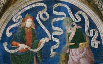 Le Prophete Aggee et la sibylle de Cumes - Peygamber Haggai ve Cumaean Sibyl, Pinturicchio, Bernardino, Workshop of (1454-1513). Fresk by Bernardino di Betto (workshop of) Pinturicchio