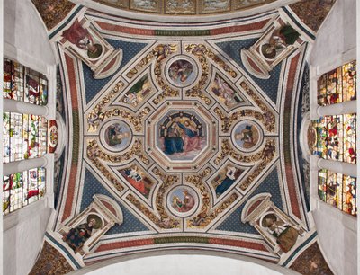 Bakirenin Taç Giymesi “” Dört Evangelist” “Sibiller” ve “Kilisenin Doktorları””” Pinturicchio (Bernardino di Betto) tarafından yapılan koro kasası (1454-1513) - 1508-1510 Bazilikası Santa Maria del Popolo (Santa Maria del Pop Kilisesi) by Bernardino di Betto Pinturicchio