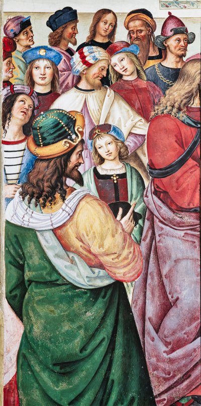 Piccolomini Kütüphanesi, kuzey doğu duvarı: “Aeneas Sylvius, İskoçya Kralı I. James