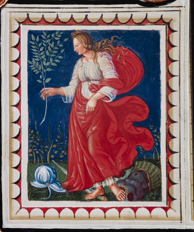 Piccolomini Kütüphanesi, tavan, Barış alegorisine sahip panel, Pinturicchio olarak bilinen Bernardino di Betto