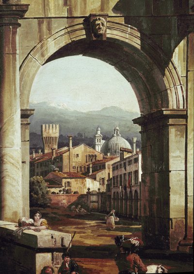 Kapılı ve Duvarlı Roma Kaprisi, detay (tuval üzerine yağlı boya by Bernardo Bellotto