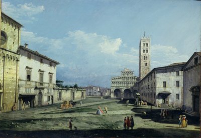 San Martino Meydanı ve Duomo, Lucca, c.1747 (tuval üzerine yağlıboya) by Bernardo Bellotto