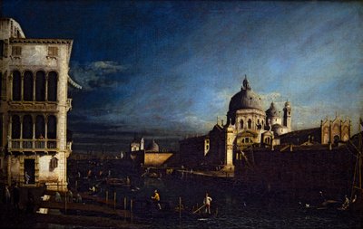 İki Venedik Manzarası, Büyük Kanal ve Batıya Bakış Molo (tuval üzerine) by Bernardo Bellotto