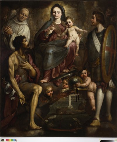 Bernardo Castello ve Aziz George ve Battista, Cenova şehri için Meryem Ana ile araya giriyor by Bernardo Castello