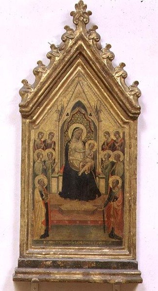 Madonna ve Çocuk SS ile Enthroned. Peter ve Paul ve Melekler (panelde mizaç) by Bernardo Daddi