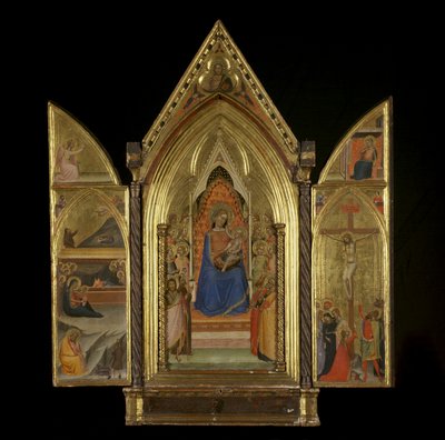 Azizlerle Enthroned Bakire ve Çocuk (orta panel) (rekto) by Bernardo Daddi