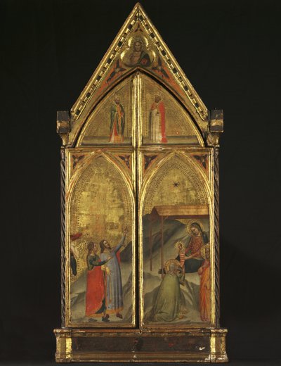 Üç Parçalı - Azizlerle Tahtına Gelen Bakire ve Çocuk, 1338 by Bernardo Daddi