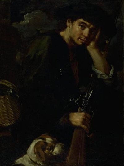 Silahı ve Köpeğiyle Avcı. ("Hava" alegorisi) by Bernardo Eberhart Keilhau