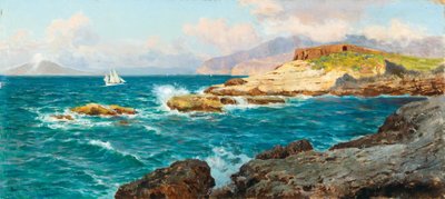 Almanca: Capri açıklarında yelkenli gemiler by Bernardo Hay