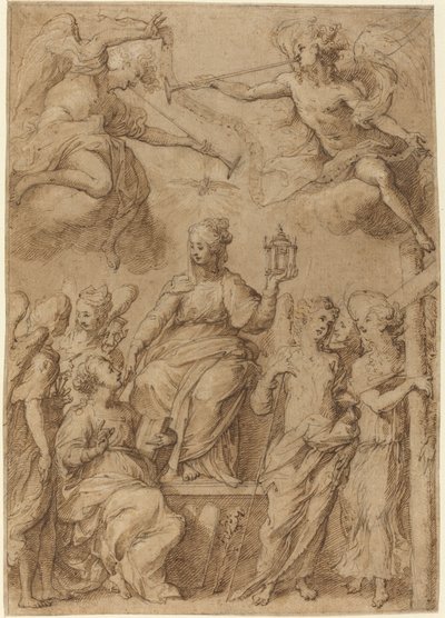 Tutku Aletlerini Tutan Meleklerle Çevrili Ecclesia by Bernardo Strozzi