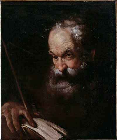 Elinde kitap olan yaşlı bir adamın portresi (tuval üzerine yağlı boya by Bernardo Strozzi