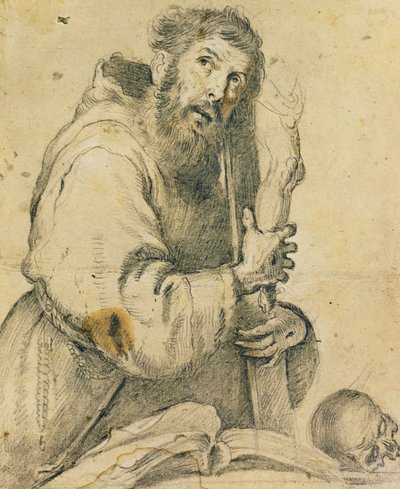 Aziz Francis Kollarında Bir Haç Tutarken; Aziz François Kollarında Haç Tutarken, by Bernardo Strozzi