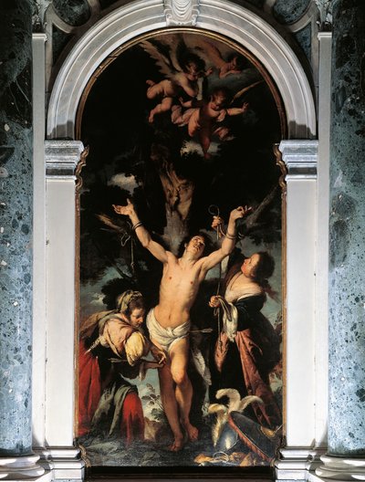Aziz Sebastian Kutsal Kadınlar Tarafından Tedavi Edildi, Bernardo Strozzi, tuval üzerine yağlı boya by Bernardo Strozzi
