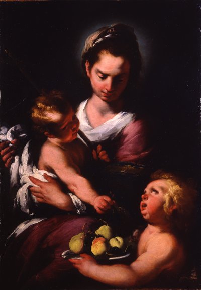 Bakire ve Çocuk ile Bebek Aziz Yuhanna by Bernardo Strozzi