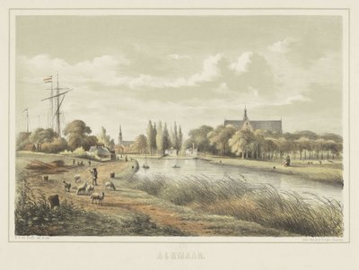 Alkmaar yakınlarındaki bir nehir manzarası by Bernardus Gerardus ten Berge