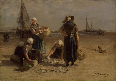 Sahilde Balık Kadınları (tuval üzerine yağlıboya) by Bernardus Johannes Blommers or Bloomers