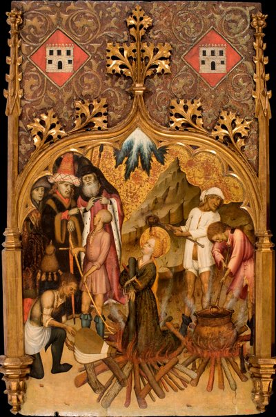 ""Le şehite de sainte Lucie"" Martorell, Bernat, Elder (1390-1452) Aziz Lucy Tempera'nın Şehitliği, panel c. 1440 Katalonya Ulusal Sanat Müzesi, Barselona 117.5x72 by Bernat Martorelli