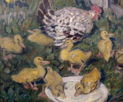 ördek yavrusu ile tavuk by Bernhard Dorotheus Folkestad