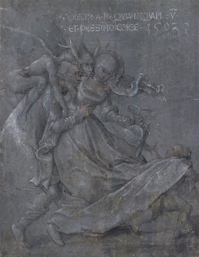 Şeytan ve Aşk Tanrısı ile aşık çifti by Bernhard Strigel