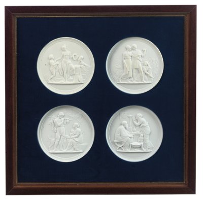 Dörtlü kabartma kalıplı plaket seti, 20. yüzyılın sonları (alçı) by Bertel (after) Thorvaldsen