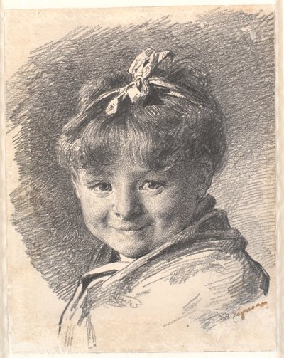 Kısa saçlı ve saç bandı olan küçük bir kızın portresi by Bertha Wegmann