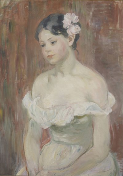 Dekolteli Kız Saçlı Çiçek by Berthe Morisot