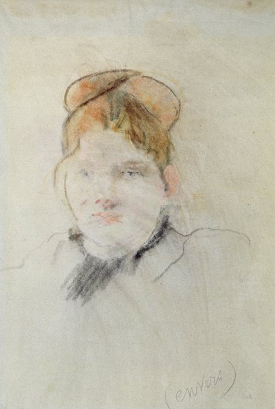 Bir Kadının Başı, 1886 (kağıt üzerinde pastel) by Berthe Morisot