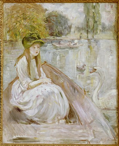 Jeanne Fourmanoir Gölün Kenarında. Berthe Morisot tarafından yapılan boyama by Berthe Morisot