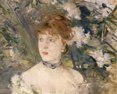 Balo elbiseli genç kadın by Berthe Morisot