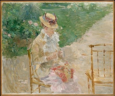 Genç kadın örgü. ca.1883 by Berthe Morisot