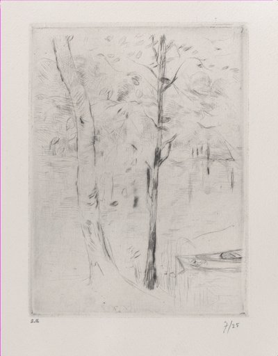 Manzara Nehri yakınında ağaç gövdeleri, 1888. by Berthe Morisot