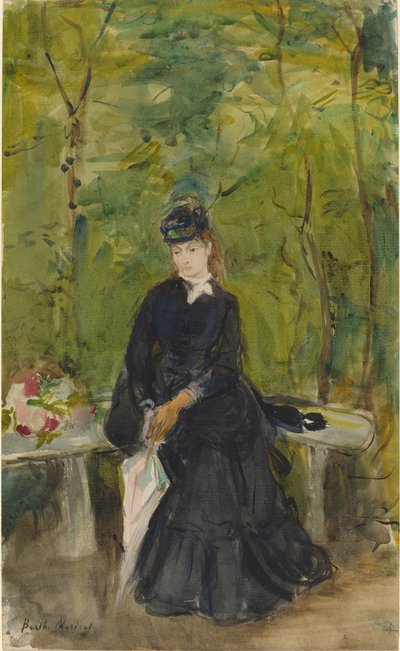 Bir Parkta Oturan Sanatçının Kız Kardeşi Edma by Berthe Morisot