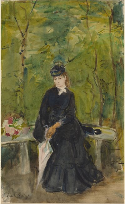 Sanatçının Kız Kardeşi Edma Parkta Otururken by Berthe Morisot