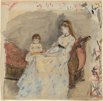 Sanatçının Kızkardeşi Edma, Kızı Jeanne ile, 1872. by Berthe Morisot