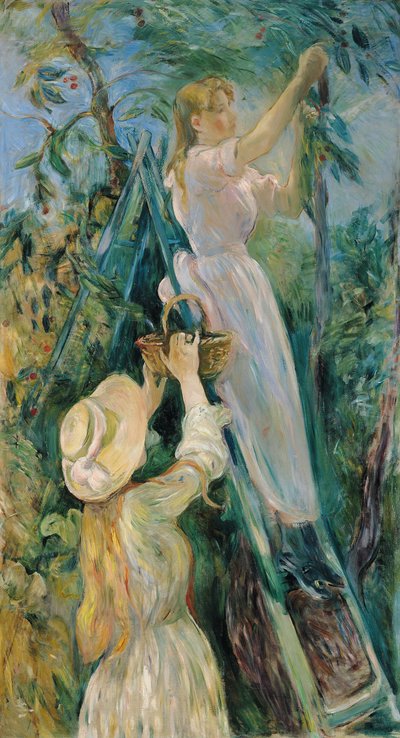 Kiraz Seçici (tuval üzerine yağlı boya) by Berthe Morisot