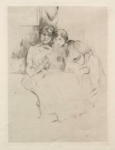 Çizim Dersi (Berthe Morisot Kızıyla Çizim Yapıyor) by Berthe Morisot