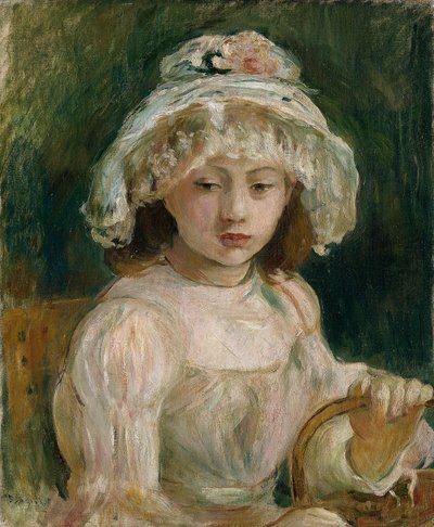 Şapkalı Genç Kız (tuval üzerine yağlı boya) by Berthe Morisot