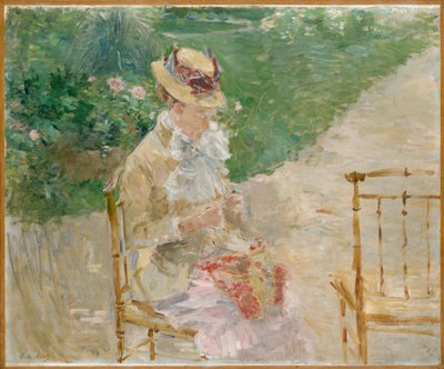 Örgü Genç Kadın, 1883 civarı (tuval üzerine yağlı boya) by Berthe Morisot