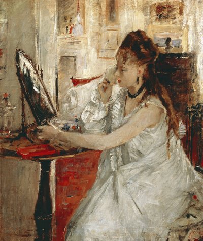 Yüzünü Pudralayan Genç Kadın (tuval üzerine yağlı boya by Berthe Morisot