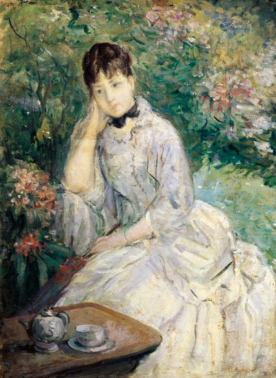 Kanepede Oturan Genç Kadın (tuval üzerine yağlı boya) by Berthe Morisot