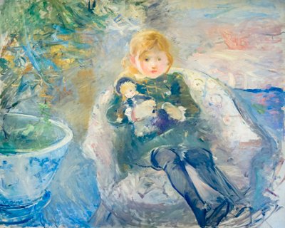 Bebekli genç kız, yak. 1884 (tuval üzerine yağlı boya) by Berthe Morisot