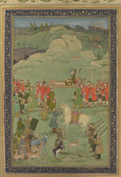 İmparator Aurangzeb Bir Palanquin Üzerinde Taşındı, M.Ö. 1705-20. by Bhavanidas