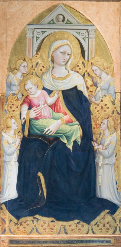 Çocuk ve dört melek ile Tahtta Madonna, c.1433 (panel üzerine tempera ve altın varak) by Bicci di Lorenzo