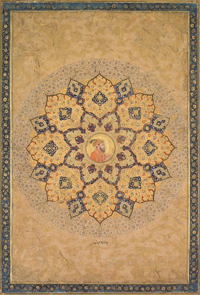İmparatorlar Albümünden Aurangzeb 1618-1707 portresi ile Shamsa güneş patlaması. by Bichitr