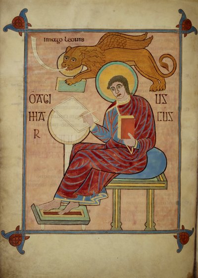 St. Mark, Lindisfarne İncillerinden, 710-21 (parşömen) by Bishop of Lindisfarne Eadfrith