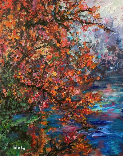Autumn River, 2021 dolayları (Tuval üzerine akrilik) by Blake Munch