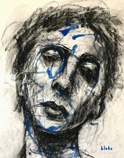 Feeling Blu' Again, 2019 dolayları (Kağıt üzerine karakalem ve boya) by Blake Munch