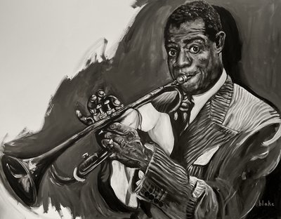 Louis Armstrong, 2021 dolayları (tuval üzerine akrilik) by Blake Munch