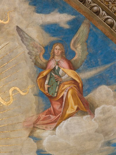 Apsis, Catino Apse, Boccaccio Boccaccino, Azizler arasında Pantocrator Marcellino, Imerio, Omobono, Peter Exorcist, Detay Melek sağ by Boccaccio Boccaccino