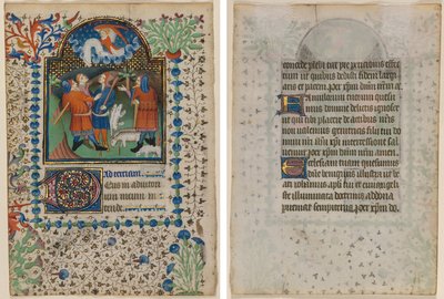 Saatler Kitabından Bir Yaprak: Çobanlara Müjde (recto) ve Metin (verso) by Boethius Illuminator